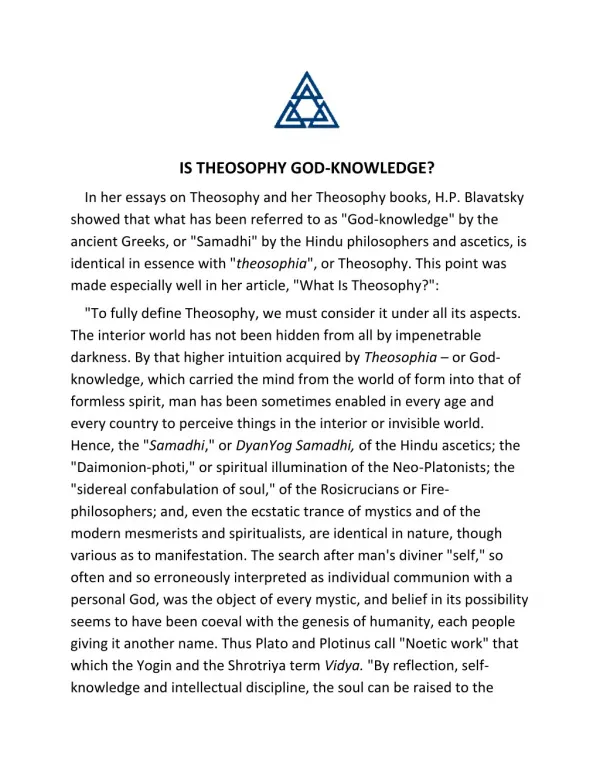 IS THEOSOPHY GOD-KNOWLEDGE?