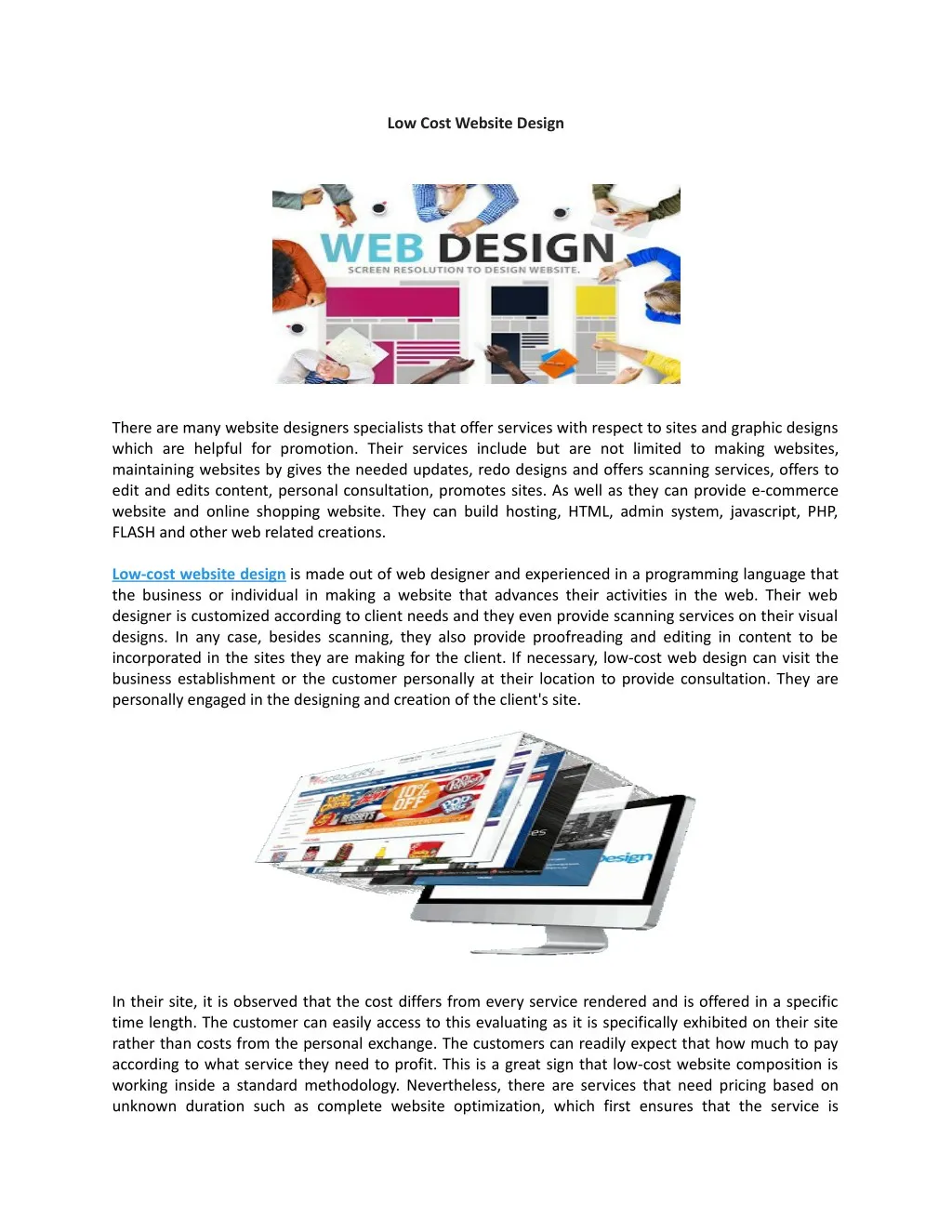 low cost website design