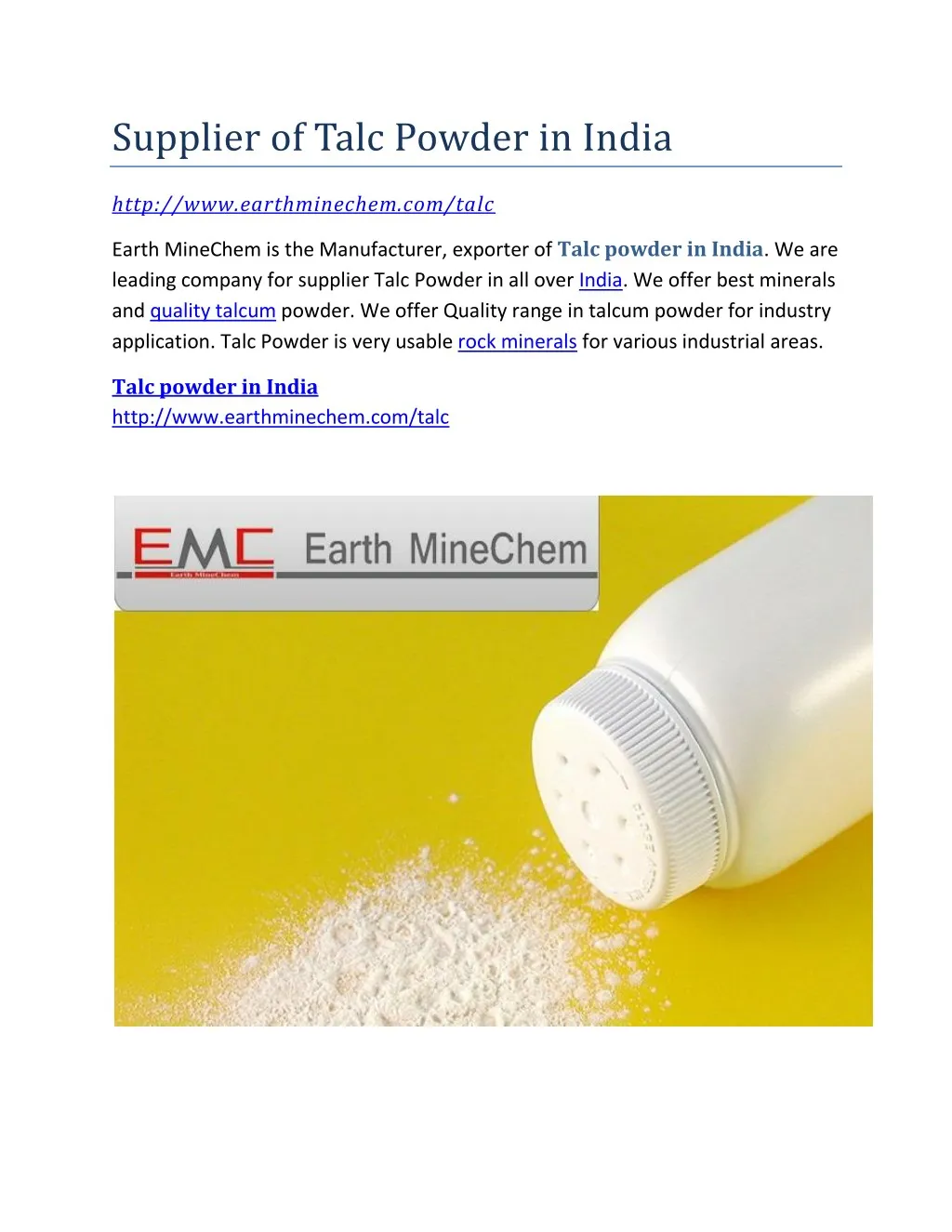 supplier of talc powder in india