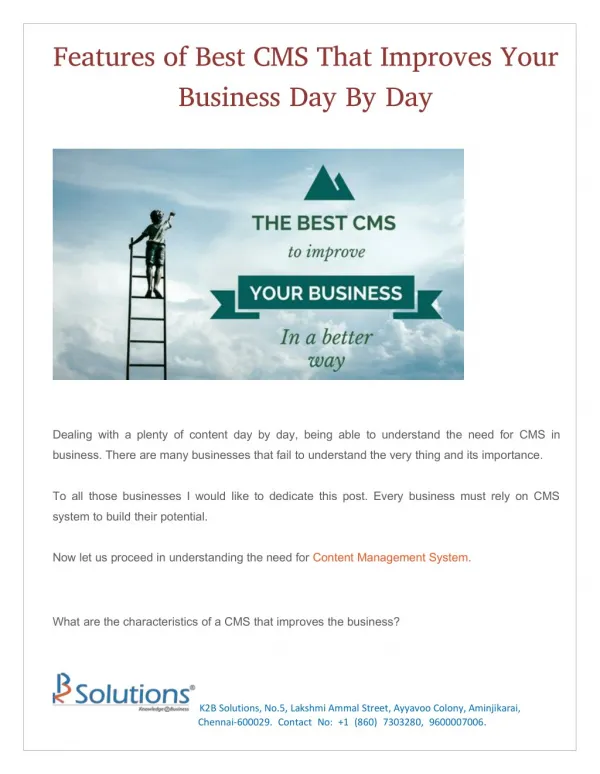 Features of Best CMS for Your Business
