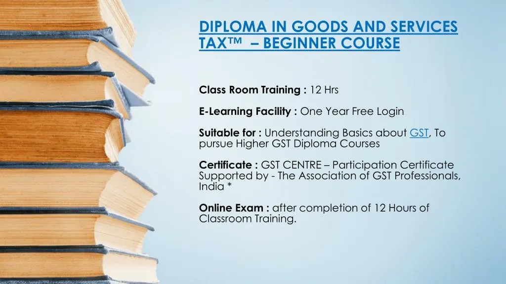 diploma in goods and services tax beginner course