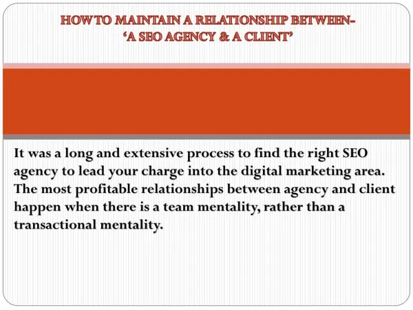 HOW TO MAINTAIN A RELATIONSHIP BETWEEN- ‘A SEO AGENCY & A CLIENT’