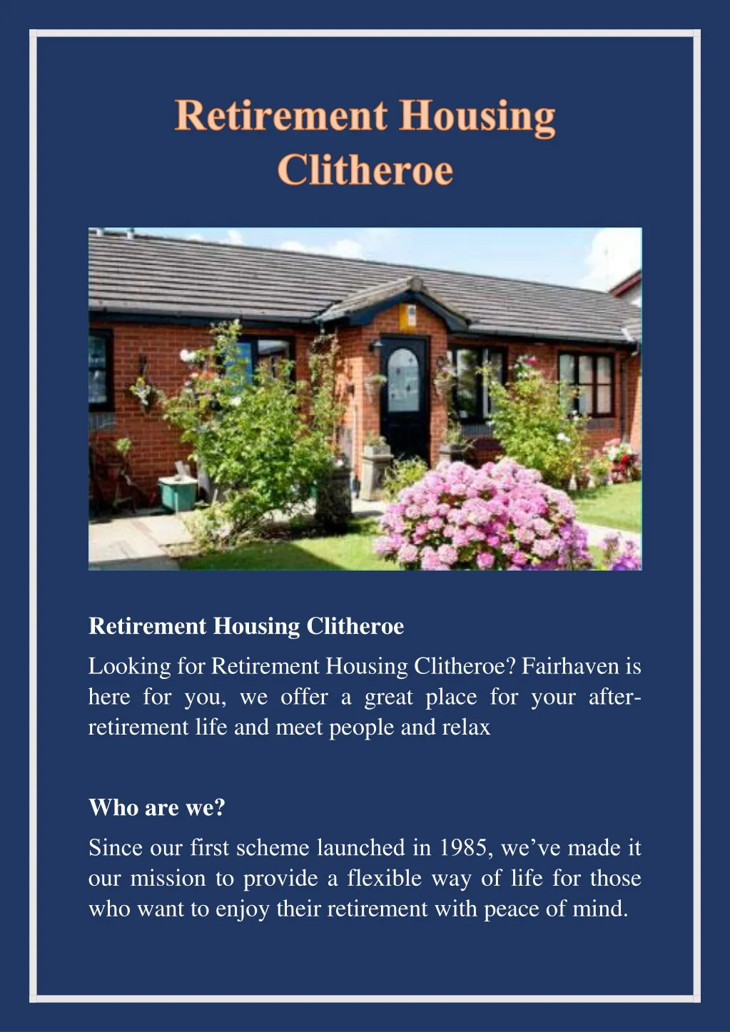 retirement housing clitheroe looking