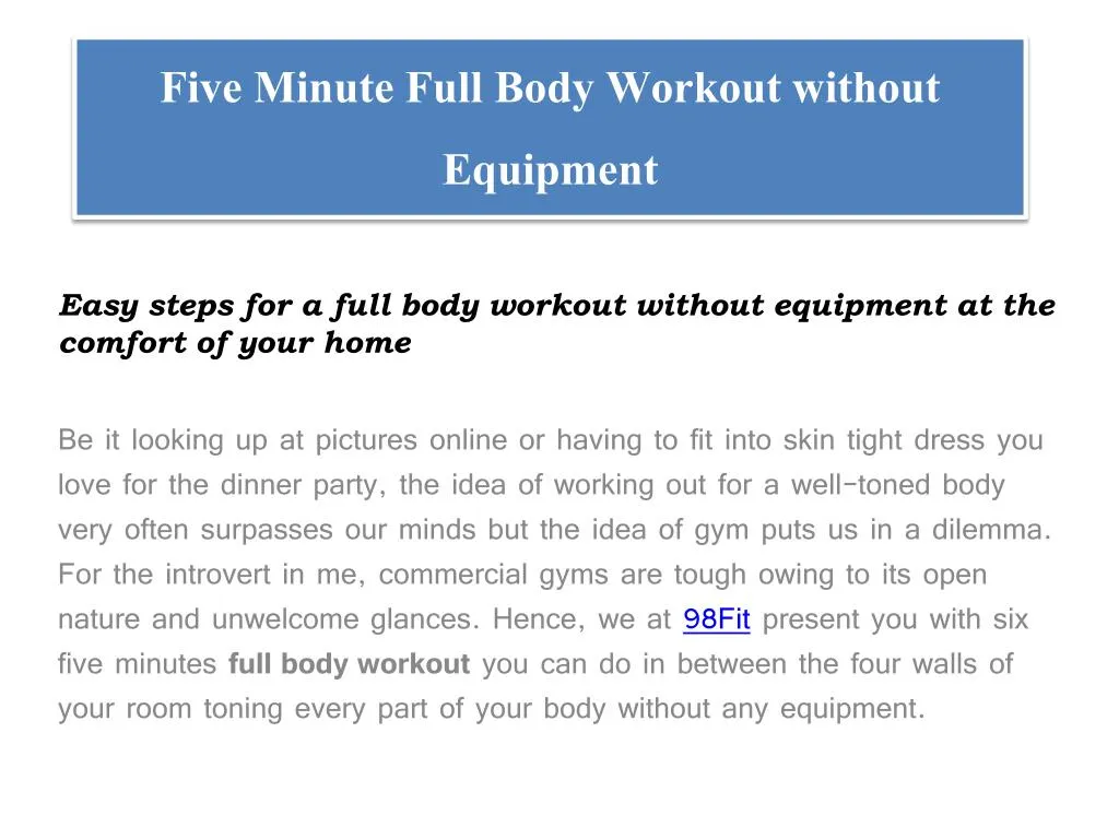 five minute full body workout without equipment