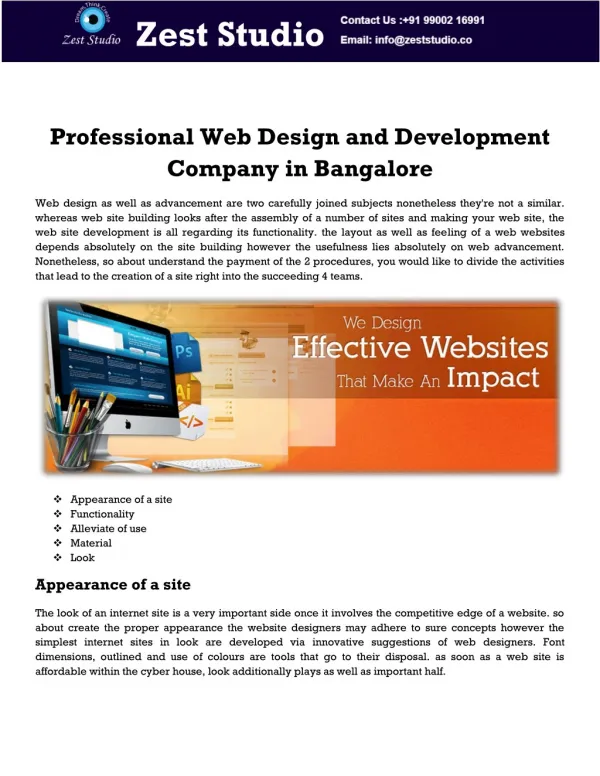Professional Web Design and Development Company in Bangalore