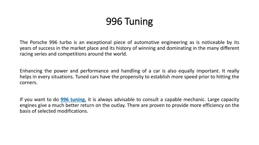996 tuning