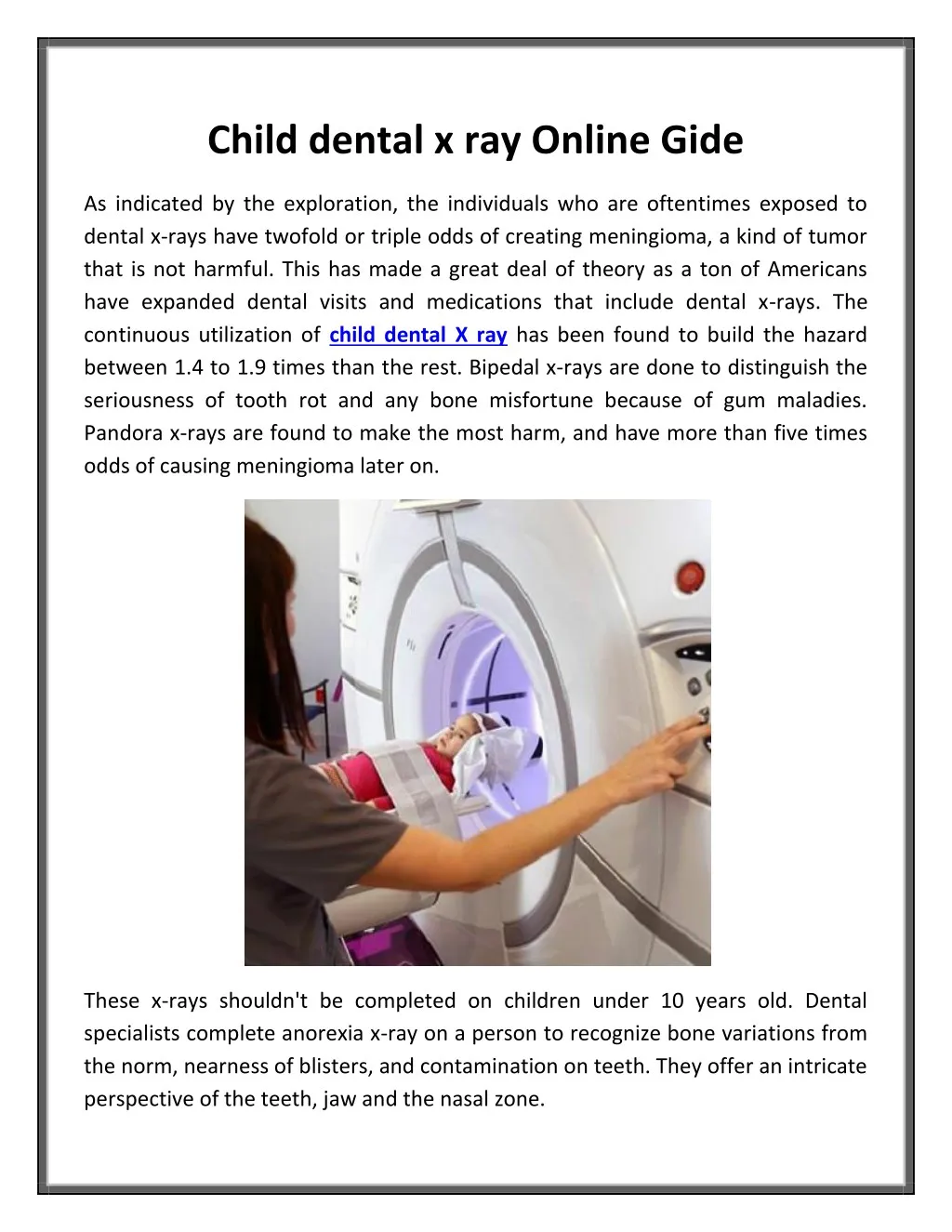 child dental x ray online gide