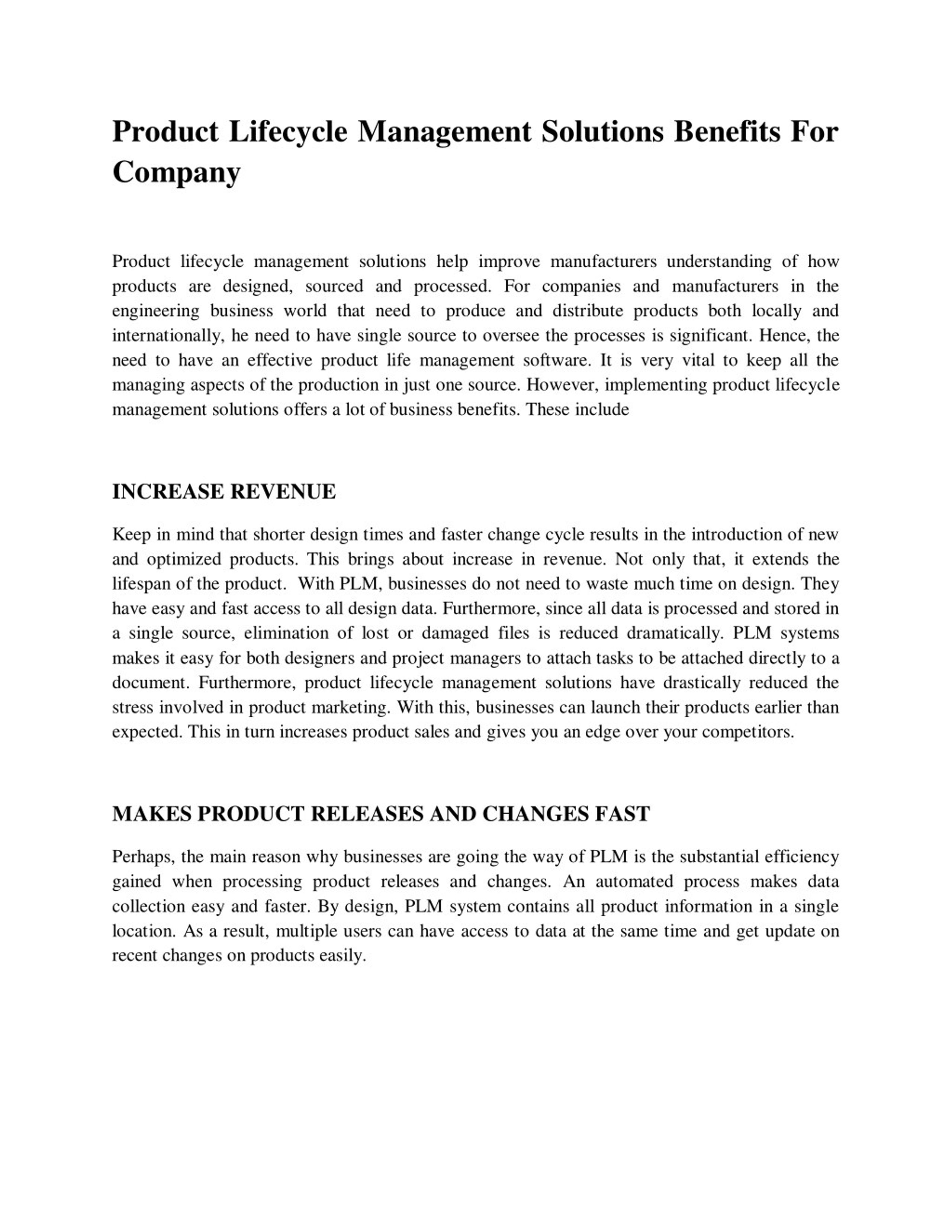 PPT - Product Lifecycle Management Solutions Benefits For Company ...