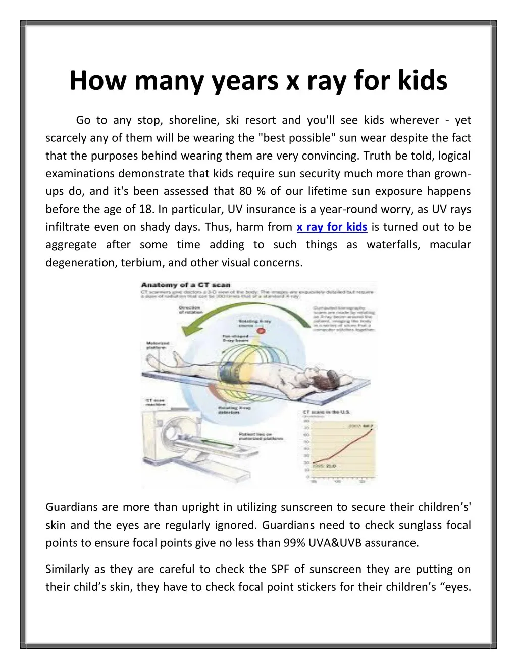 how many years x ray for kids