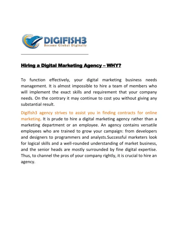 Hiring a Digital Marketing Agency – WHY?
