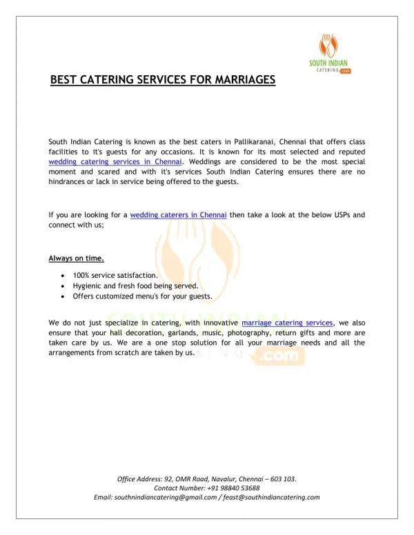 Best Catering Services for Marriages