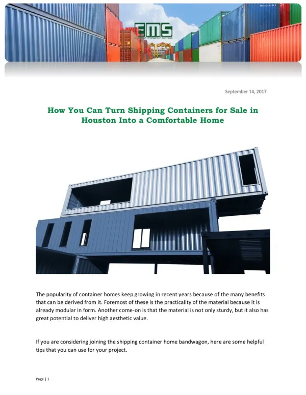 How You Can Turn Shipping Containers for Sale in Houston Into a Comfortable Home