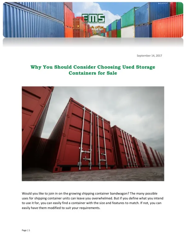 Why You Should Consider Choosing Used Storage Containers for Sale