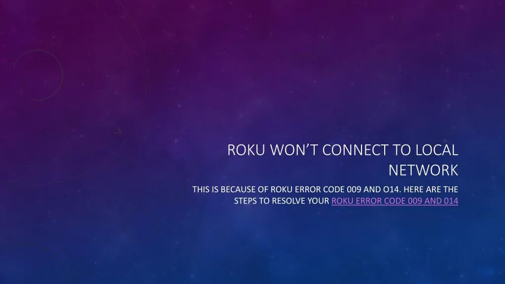 roku won t connect to local network