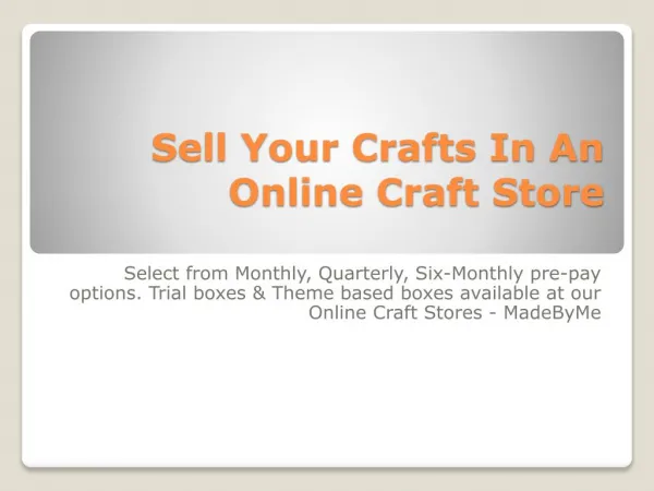 Sell Your Crafts In An Online Craft Store