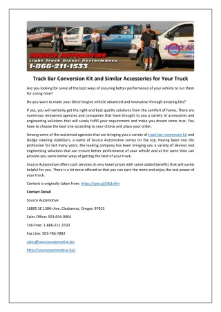 Track Bar Conversion Kit and Similar Accessories for Your Truck - slide 1