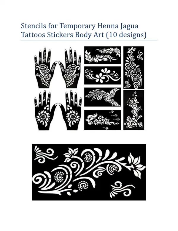Stencils for Temporary Henna Jagua Tattoos Stickers Body Art