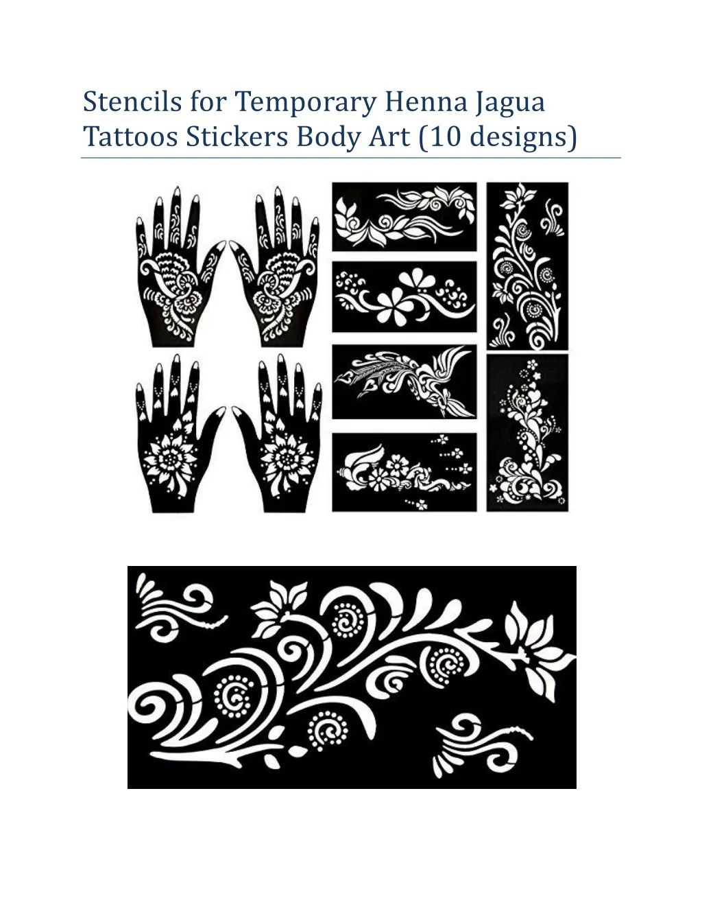 stencils for temporary henna jagua tattoos