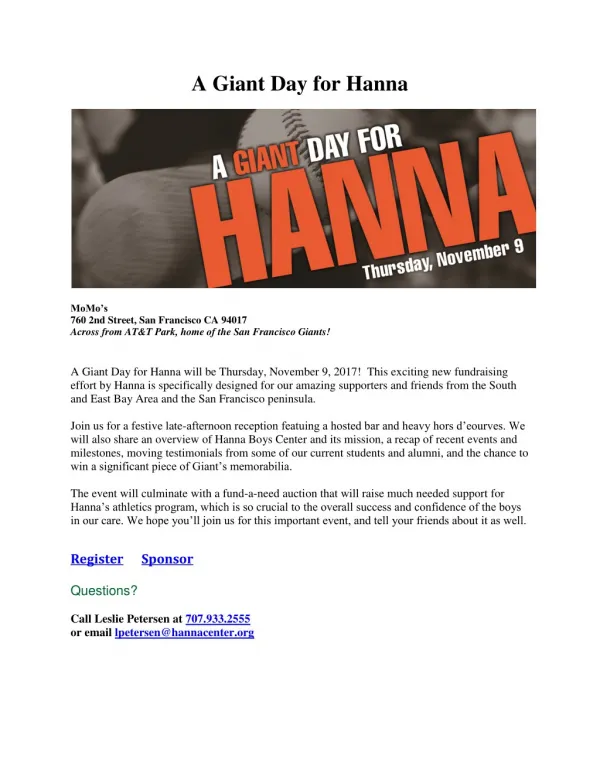 A Giant Day for Hanna - Hanna Boys Center