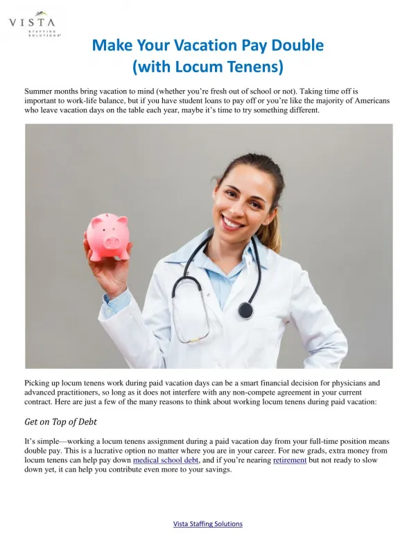 Make Your Vacation Pay Double (with Locum Tenens)