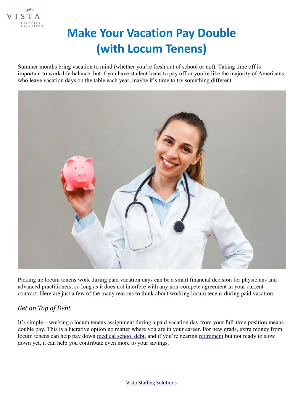 make your vacation pay double with locum tenens
