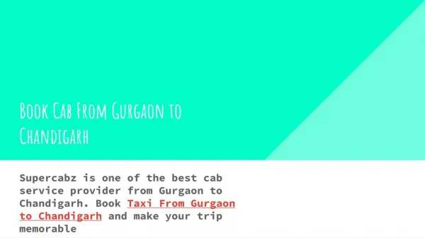 Book Cab from Gurgaon to Chandigarh