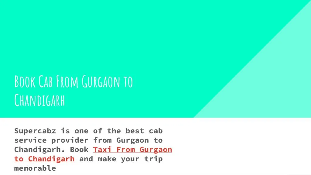 book cab from gurgaon to chandigarh