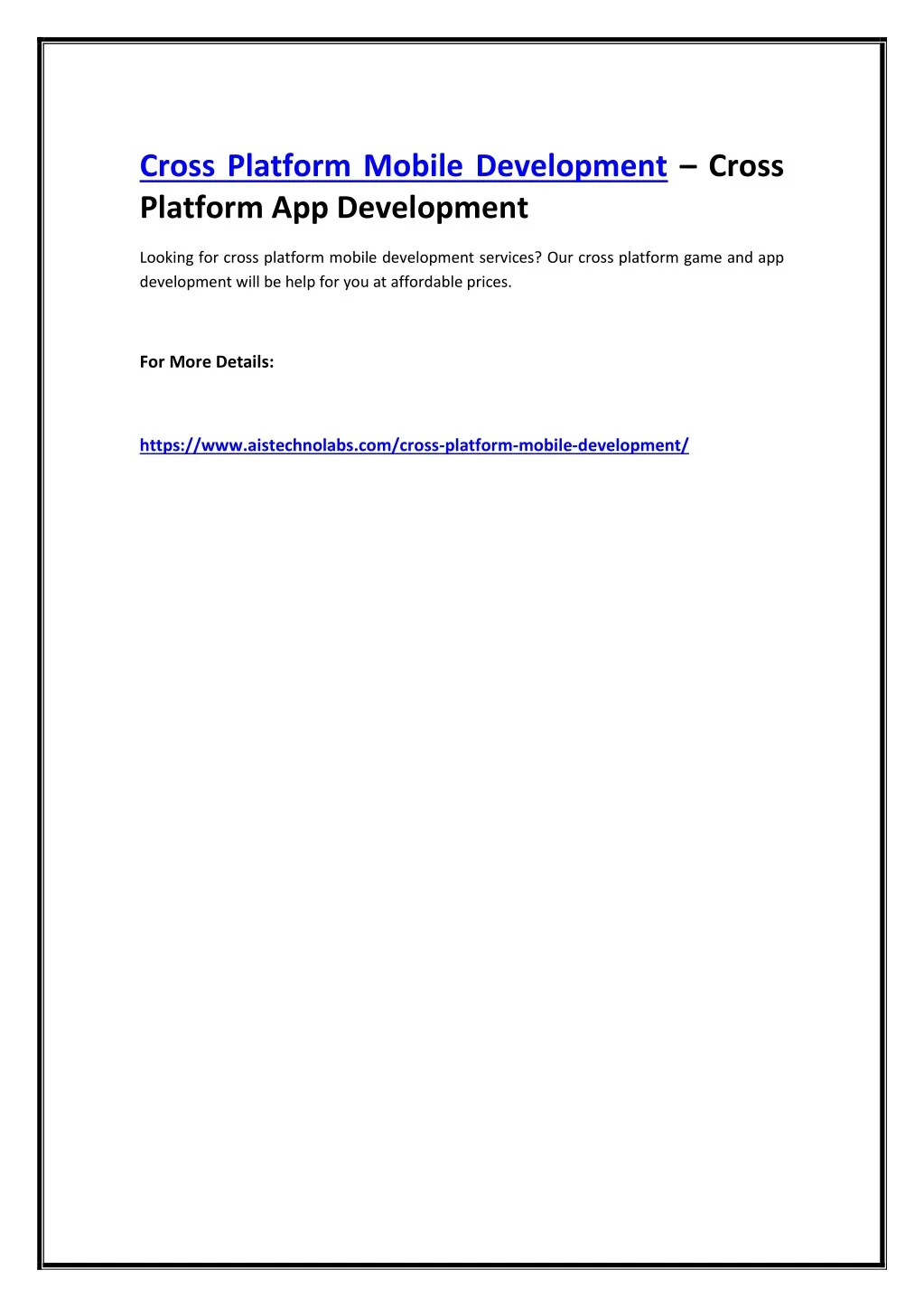cross platform mobile development cross platform