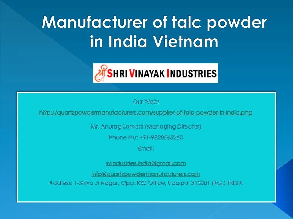 manufacturer of talc powder in india vietnam