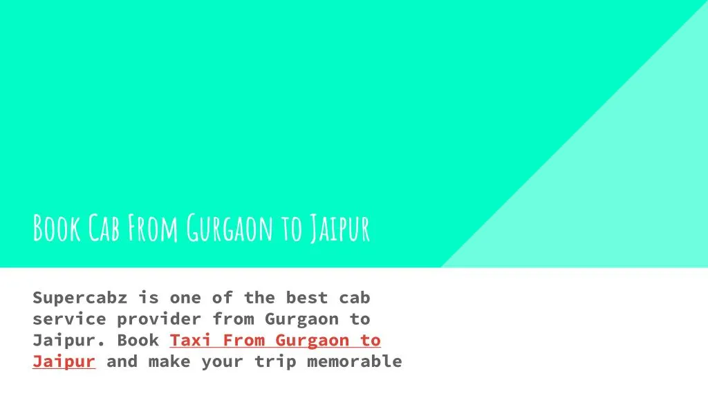 book cab from gurgaon to jaipur