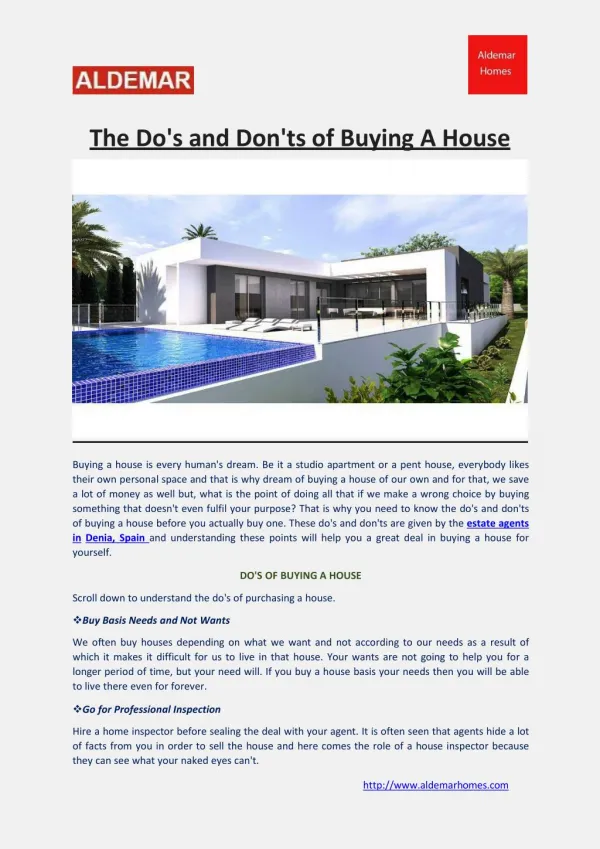 The Do's and Don'ts of Buying A House
