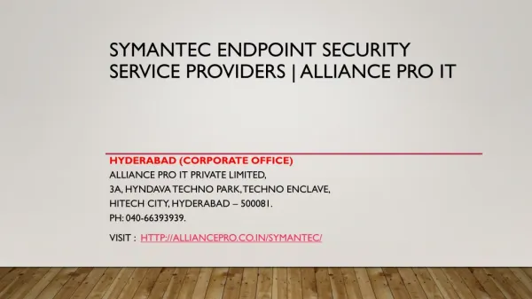 Managed Symantec endpoint security services-Alliance Pro