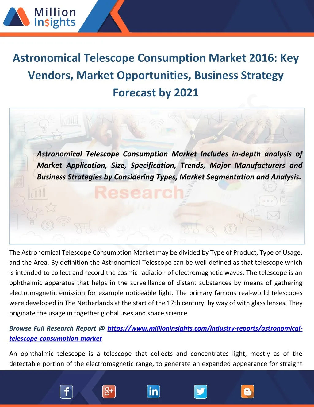 astronomical telescope consumption market 2016