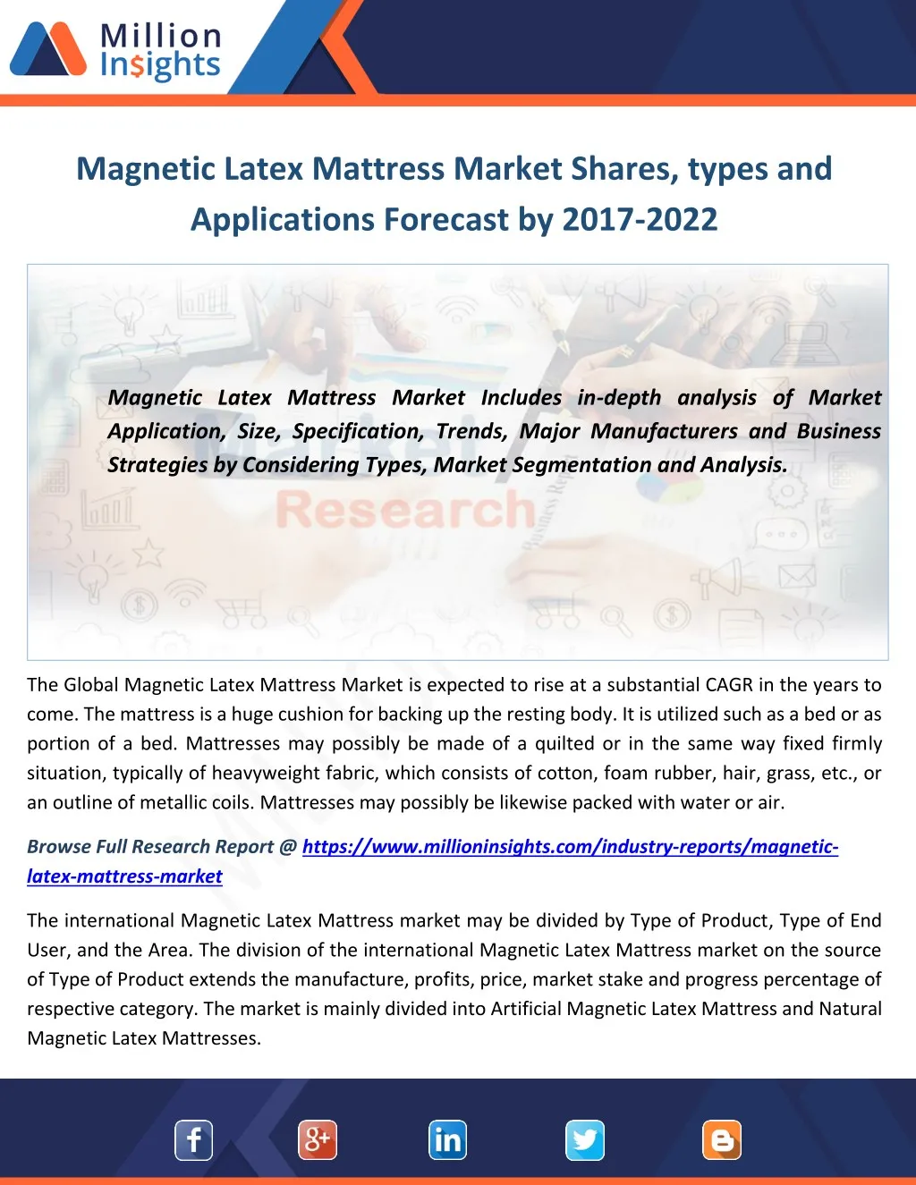 magnetic latex mattress market shares types