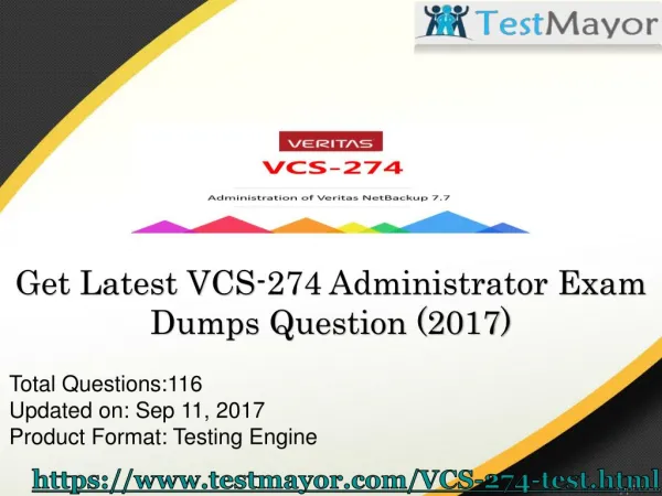 Pass your Veritas VCS-274 Exam With (Testmayor.com)