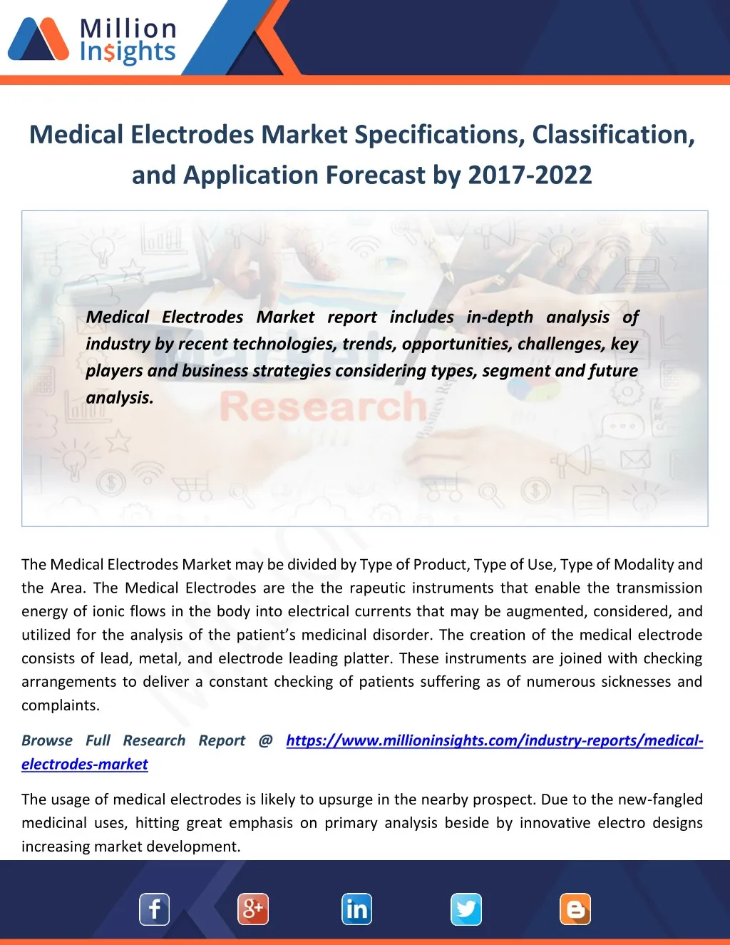 medical electrodes market specifications