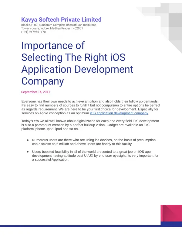 Importance of selecting the Right ios application development company