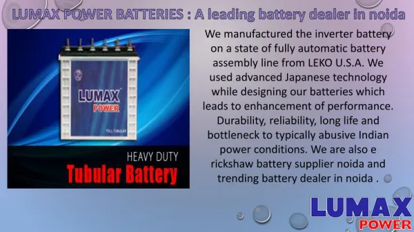 LUMAX POWER BATTERIES : A leading battery dealer in noida