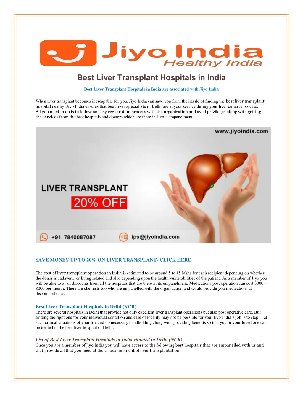 best liver transplant hospitals in india