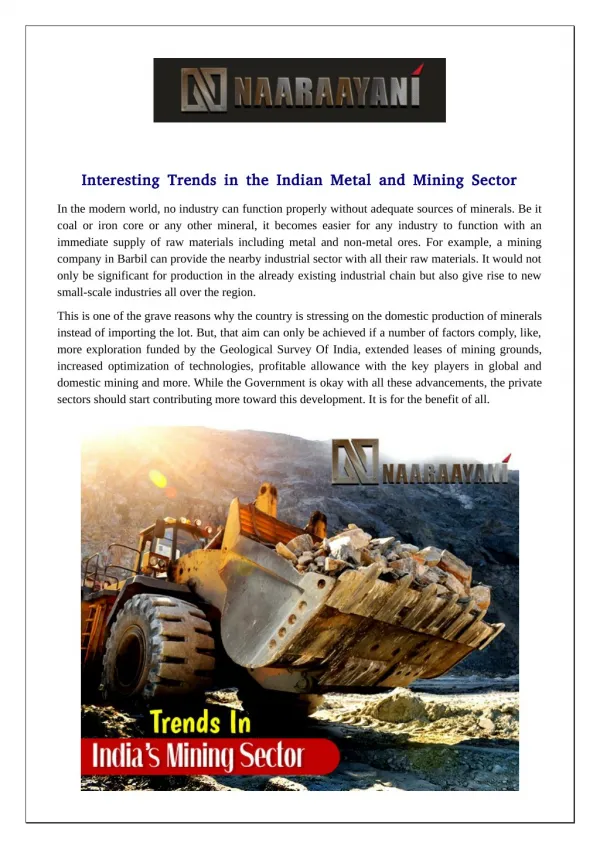 Interesting trends in the indian metal and mining sector
