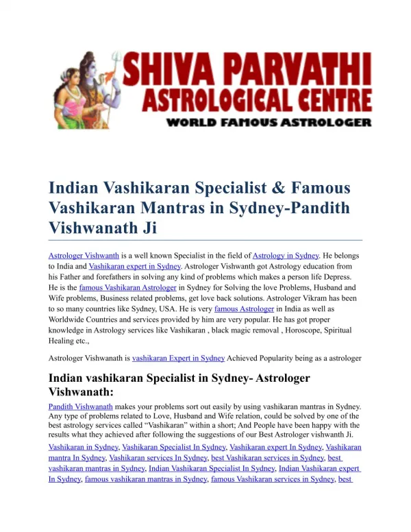 Indian vashikaran Mantras in Sydney