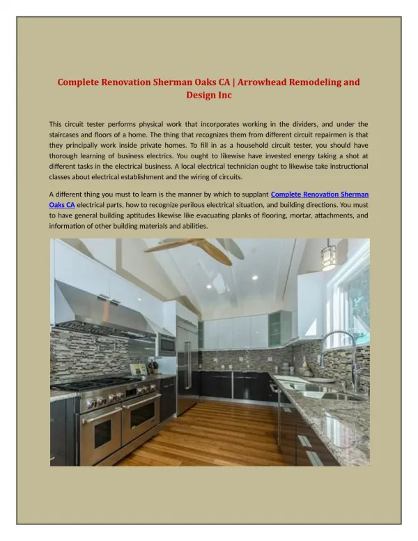 Complete Renovation Sherman Oaks CA |Arrowhead Remodeling and Design Inc