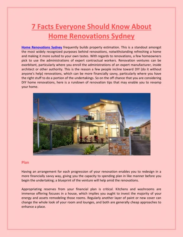 7 Facts Everyone Should Know About Home Renovations Sydney