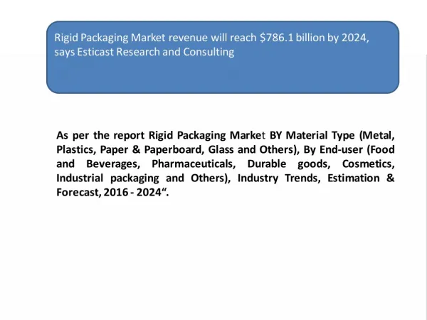 Rigid Packaging Market revenue will reach $786.1 billion by 2024,