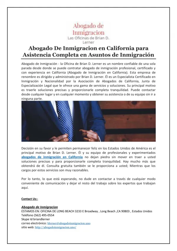 Abogado De Inmigracion en California para Asistencia Completa en Asuntos de Inmigración