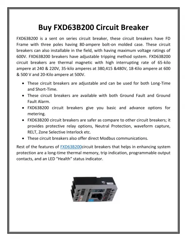 Buy JDL36200 Circuit Breaker