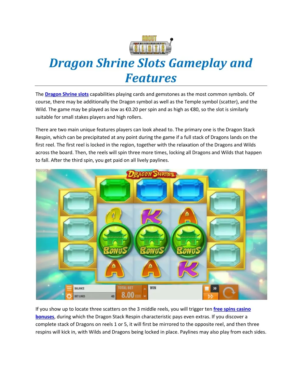 dragon shrine slots gameplay and features