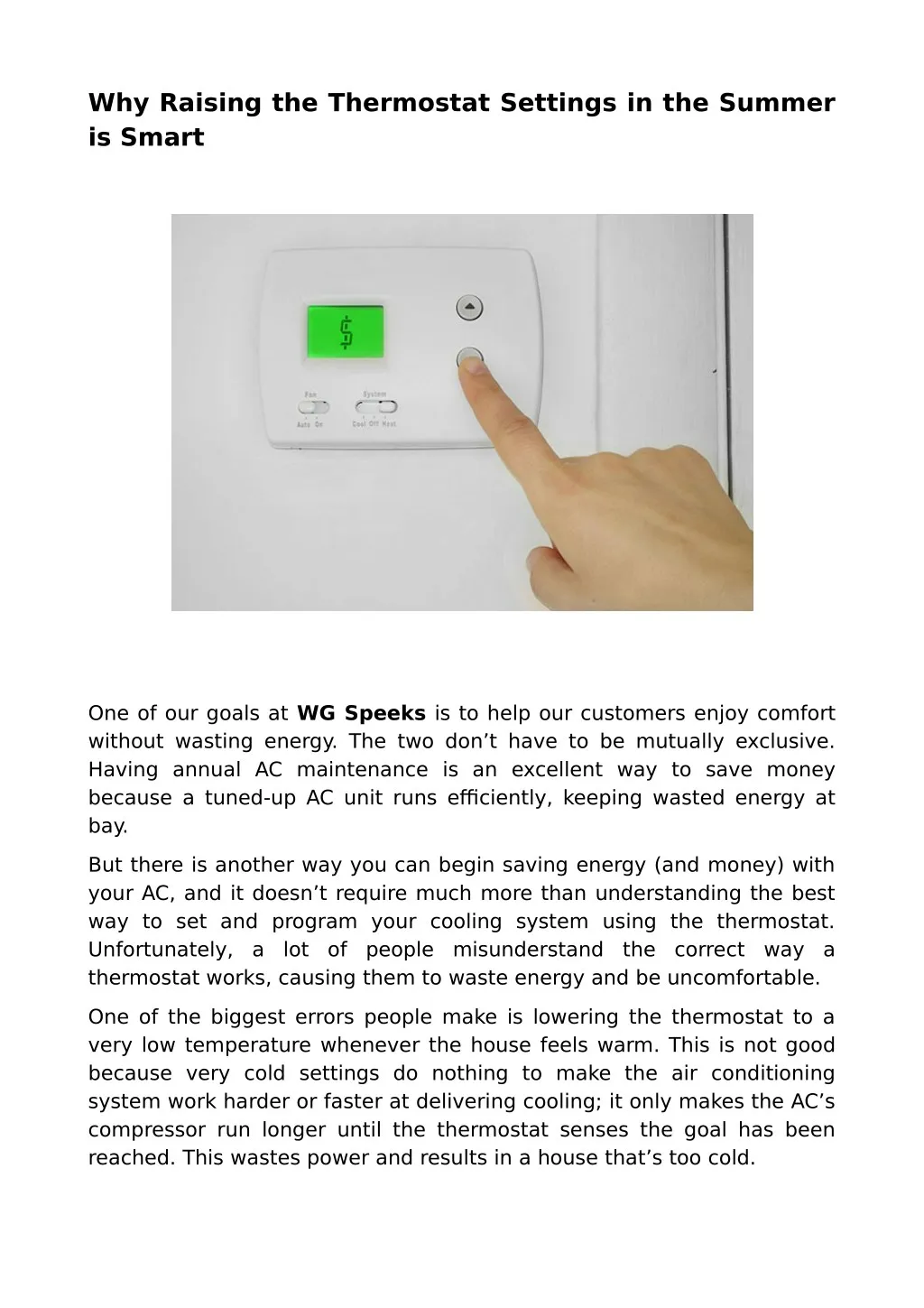 why raising the thermostat settings in the summer