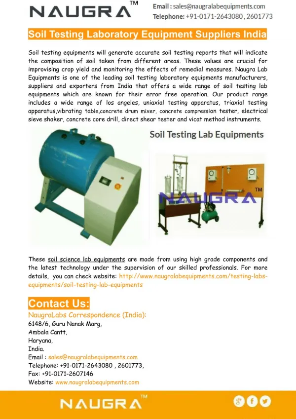 Soil Testing Laboratory Equipment Suppliers India