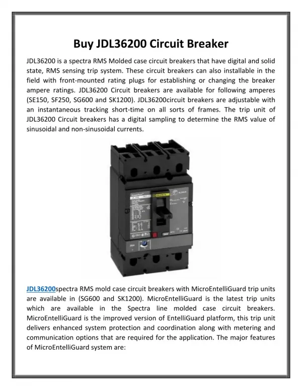 Buy JDL36200 Circuit Breaker
